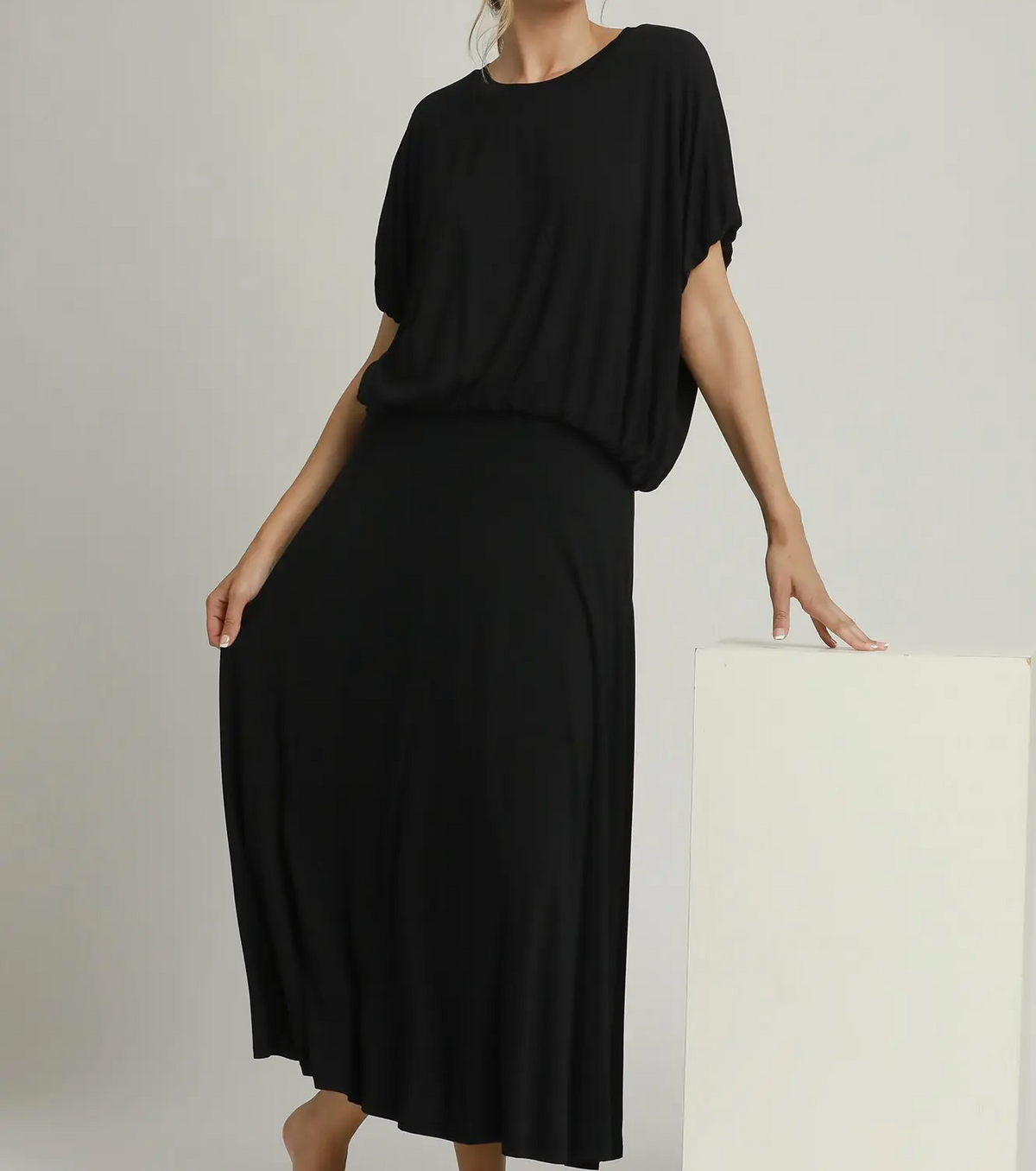 Umgee Black Flare Maxi Skirt