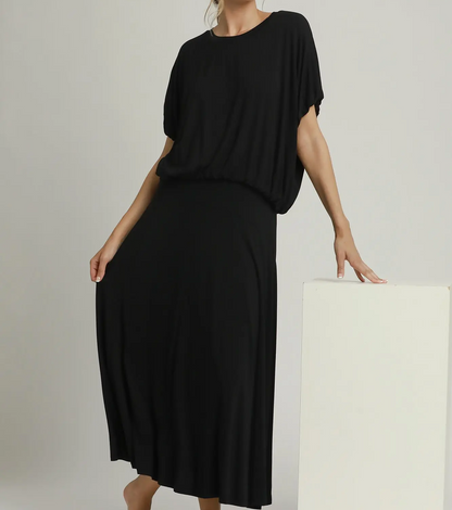 Umgee Black Flare Maxi Skirt