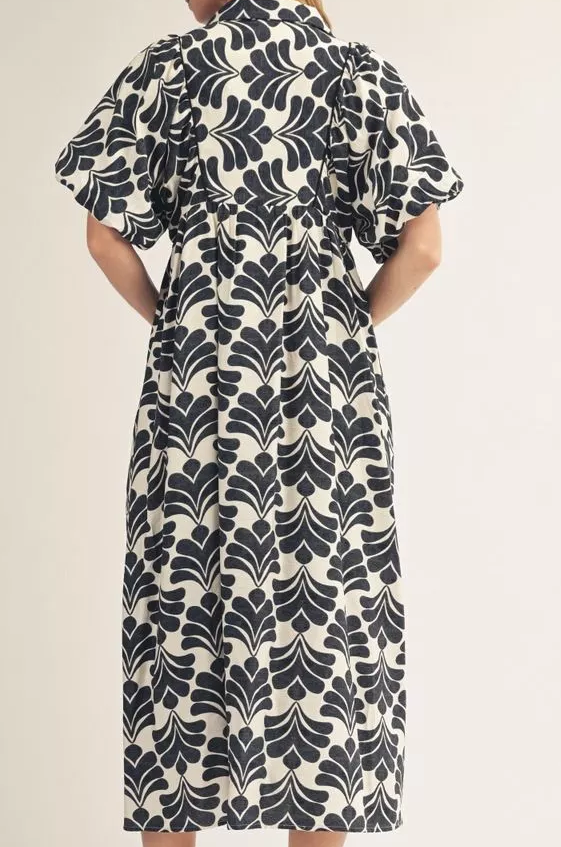 Jodifl Black Plus Size Smocked Front V-Neck Dress