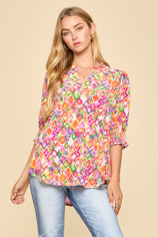 Dear Scarlett Spring Garden Multi Liz Smock Top