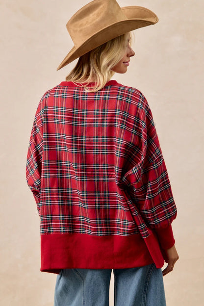Bibi Plaid Merry Oversized Pullover