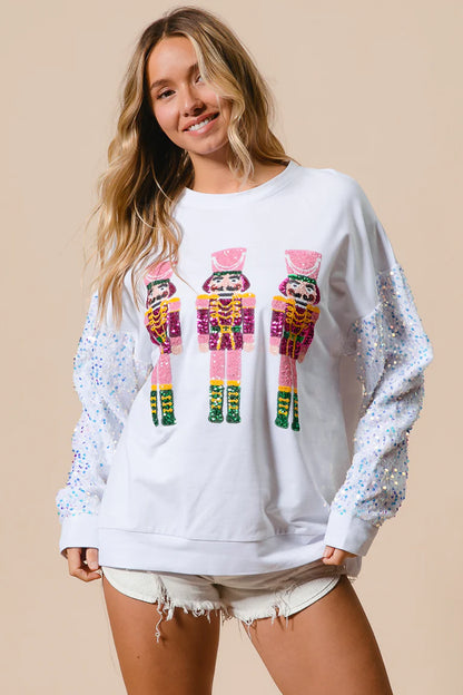 Bibi Sequin Nutcracker Pullover