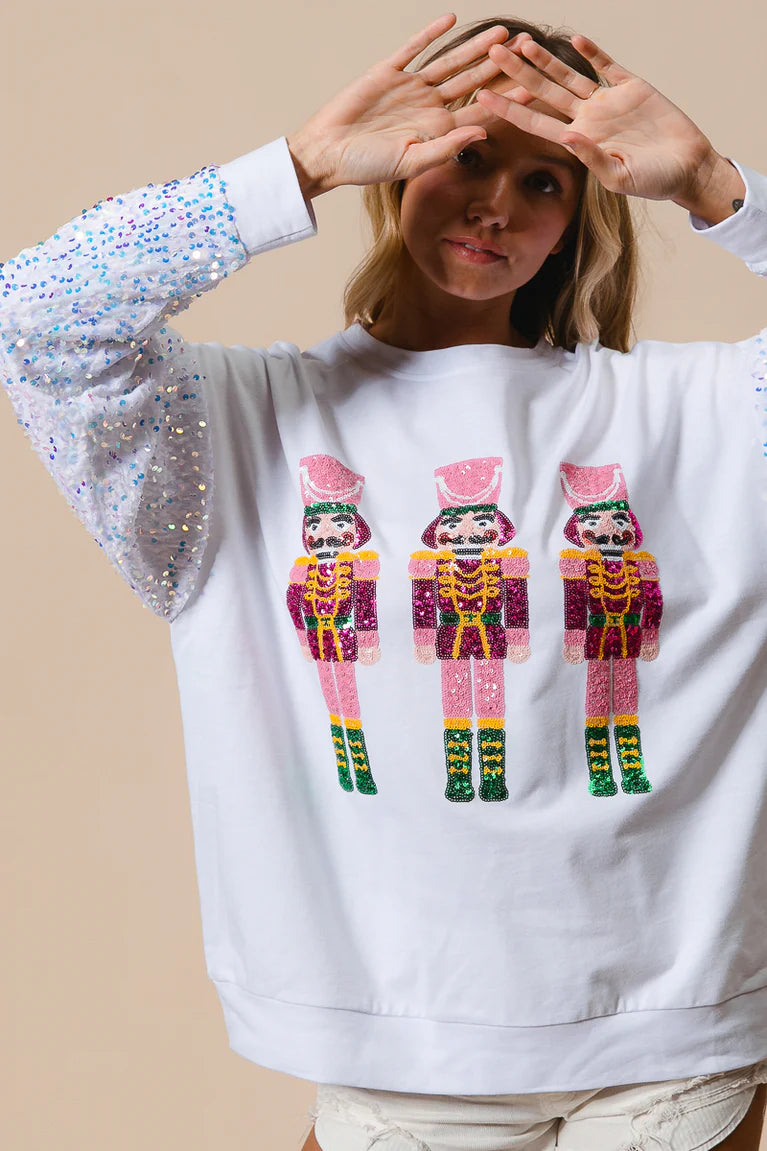 Bibi Sequin Nutcracker Pullover