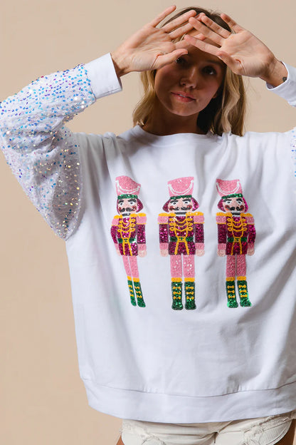 Bibi Sequin Nutcracker Pullover
